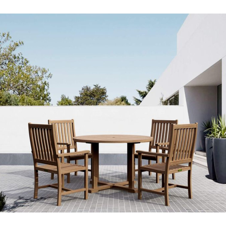 Wildon Home?? Desideriu 4 - Person Round Teak Outdoor Dining Set | Wayfair